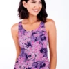 Maya Swim Top With Skirted Swim Capris -Calypsa Sales 01 purple paisley 1 modli cropped 692 663 2918 3777