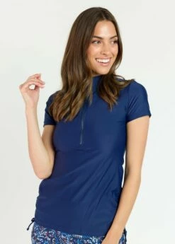 Half-Zip Adele Swim Top With Flowy Swim Skort