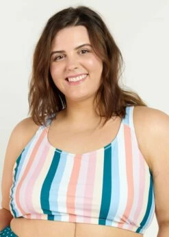 Plus Size Racerback Swim Bra With High-Waisted Bikini Bottom