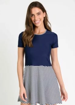 Vintage Swim Dress With Capri Swim Leggings -Calypsa Sales 0572 1 modli cropped 0 22 2694 3796 9