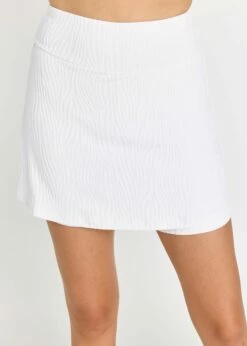 Racerback Swim Bra With A-line Swim Skort -Calypsa Sales 082922 calypsa 0179 modli cropped 104 232 2391 3432 3