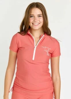 Half-Zip Adele Swim Top With Flowy Swim Skort -Calypsa Sales 082922 calypsa 0309 1 modli cropped 395 25 2284 2668