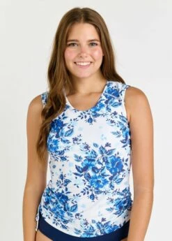 Closed Back Maya Swim Top With Long Swim Skort -Calypsa Sales 082922 calypsa 0880 modli cropped 289 40 2005 2441 2