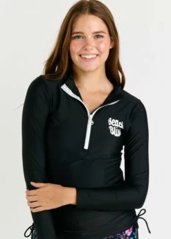 Half-Zip Nora Swim Top With Boyshorts