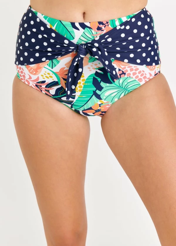 High Waisted Bikini Bottom With Front Tie 3 High Waisted Bikini Bottom With Front Tie - Image 2