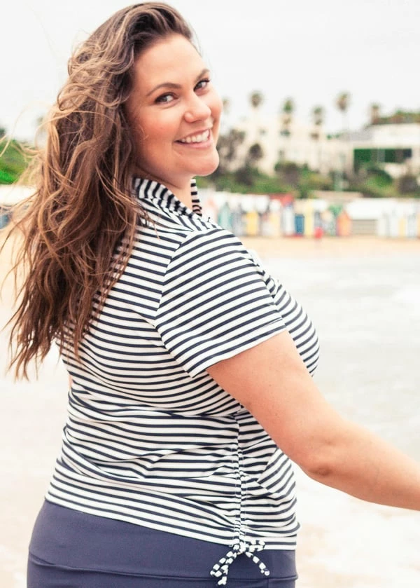 Plus Size Half-Zip Adele Swim Top With Skirted Swim Capris 4 Plus Size Half-Zip Adele Swim Top With Skirted Swim Capris - Image 2