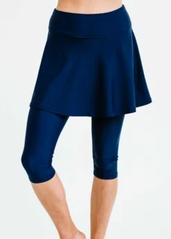 Plus Size Half-Zip Nora Swim Top With Flared Swim Skort With Capri Leggings -Calypsa Sales dsc 0954 1 modli cropped 354 146 2792 3557 2