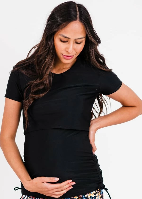 Nina Nursing And Maternity Swim Top With Long Bike Swim Shorts 3 Nina Nursing And Maternity Swim Top With Long Bike Swim Shorts