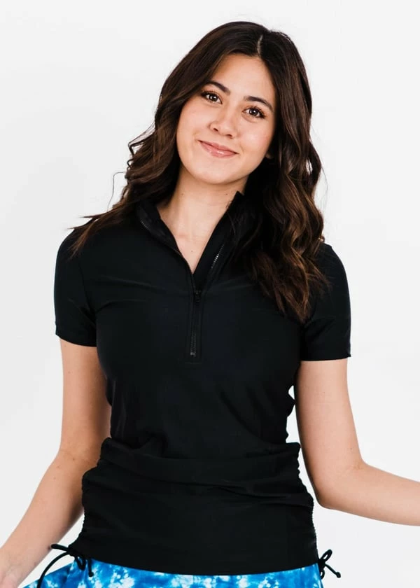 Half-Zip Adele Swim Top With Above The Knee Board Shorts 4 Half-Zip Adele Swim Top With Above The Knee Board Shorts - Image 2