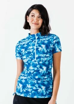 Half-Zip Adele Swim Top With Knee Length Swim Skort