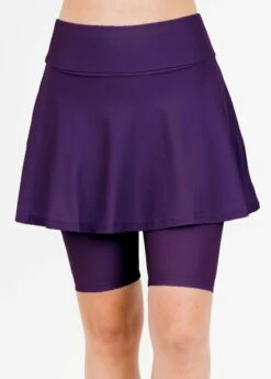 Midi Swim Skort -Calypsa Sales dsc 5510 eggplant modli cropped 403 15 2450 2879