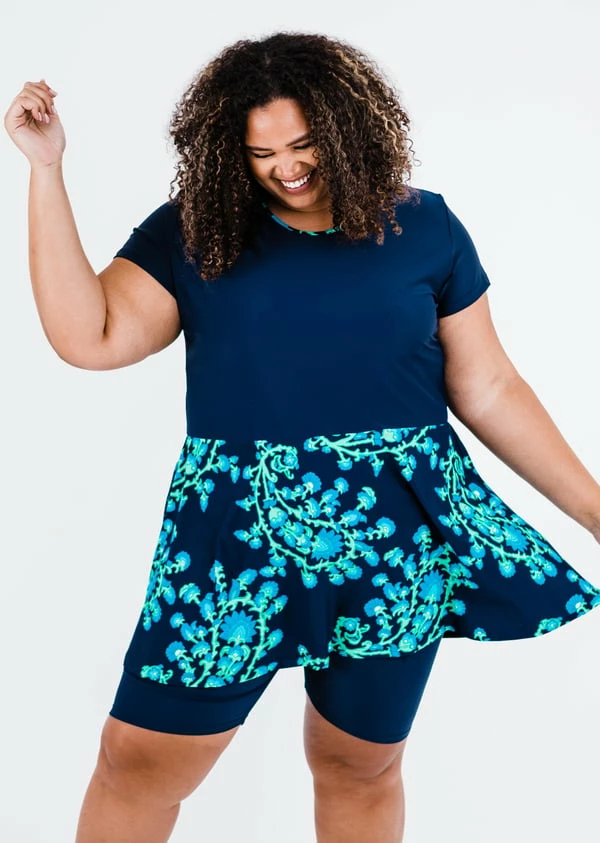 Plus Size Vintage Swim Dress With Long Bike Swim Shorts 4 Plus Size Vintage Swim Dress With Long Bike Swim Shorts - Image 2