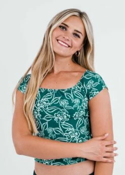 Zoey Crop Swim Top With High-Waisted Bikini Bottom