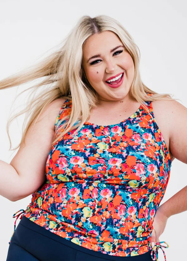 Plus Size Maya Swim Top With Removable Cups With Long Bike Swim Shorts 3 Plus Size Maya Swim Top With Removable Cups With Long Bike Swim Shorts