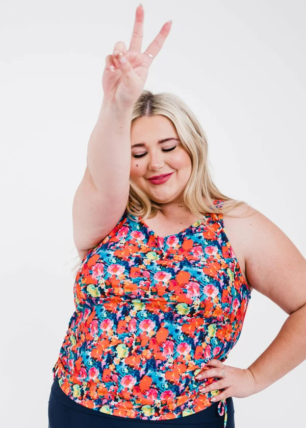 Plus Size Maya Swim Top With Removable Cups With Long Bike Swim Shorts 4 Plus Size Maya Swim Top With Removable Cups With Long Bike Swim Shorts - Image 2