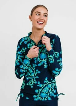 Half-Zip Nora Swim Top With Skirted Swim Capris 25 Half-Zip Nora Swim Top With Skirted Swim Capris -Calypsa Sales edited 5003 modli cropped 522 530 2602 3441 1