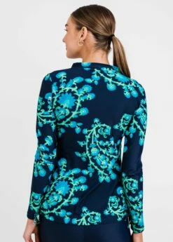 Half-Zip Nora Swim Top With Mid-Thigh Swim Shorts -Calypsa Sales edited 5013 3 modli cropped 677 672 2959 3865