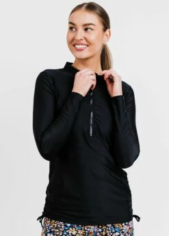 Plus Size Half-Zip Nora Swim Top With Swim Shorts -Calypsa Sales edited 5014 1 modli cropped 983 650 2370 2591 4