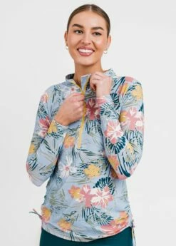 Half-Zip Nora Swim Top With Capri Swim Leggings -Calypsa Sales edited 5085 modli cropped 731 600 2695 3348