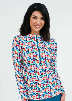 Half-Zip Nora Swim Top With Long Bike Swim Shorts