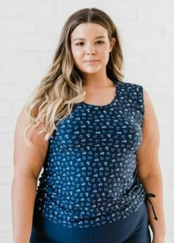 Plus Size Closed Back Maya Swim Top With Long Bike Swim Shorts