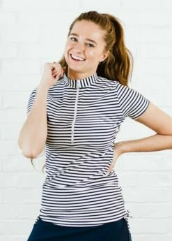 Half-Zip Adele Swim Top With Short Board Shorts