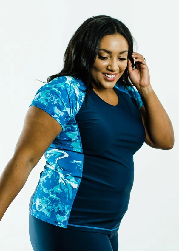 Plus Size Loose Fit Adele Swim Top With Long Bike Swim Shorts 4 Plus Size Loose Fit Adele Swim Top With Long Bike Swim Shorts - Image 2