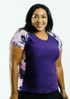 Plus Size Loose Fit Adele Swim Top With Midi Swim Skort -Calypsa Sales final 5226 modli cropped 717 1135 2111 3093 1