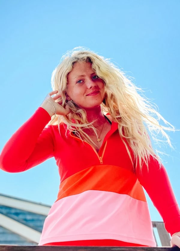 Half-Zip Wahoo Rash Guard With Hip-Hip Hooray Bikini Bottom 3 Half-Zip Wahoo Rash Guard With Hip-Hip Hooray Bikini Bottom