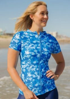 Full-Zip Adele Swim Top With Long Bike Swim Shorts