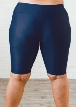 Plus Size Maya Swim Top With Long Bike Swim Shorts -Calypsa Sales long bike swim shorts plusback navy modli cropped 301 48 3046 3903 1