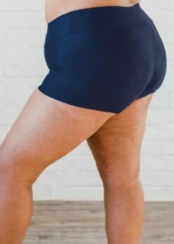 Plus Size Betty Swim Dress With Swim Shorts -Calypsa Sales swim shorts frontside navy modli cropped 812 4 3255 3435 2