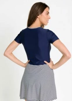 Plus Size Vintage Swim Dress With Capri Swim Leggings -Calypsa Sales vsd back 1 3 modli cropped 0 3 662 929 6