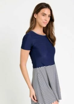 Plus Size Vintage Swim Dress With Capri Swim Leggings -Calypsa Sales vsd side 1 3 modli cropped 0 3 653 916 6